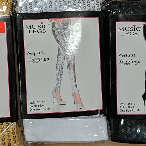 3 pairs of Music Legs sequin leggings - Picture 3 of 5